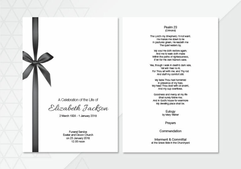 Ribbon Template Order of Service | Exeter, Devon | QuickPrint